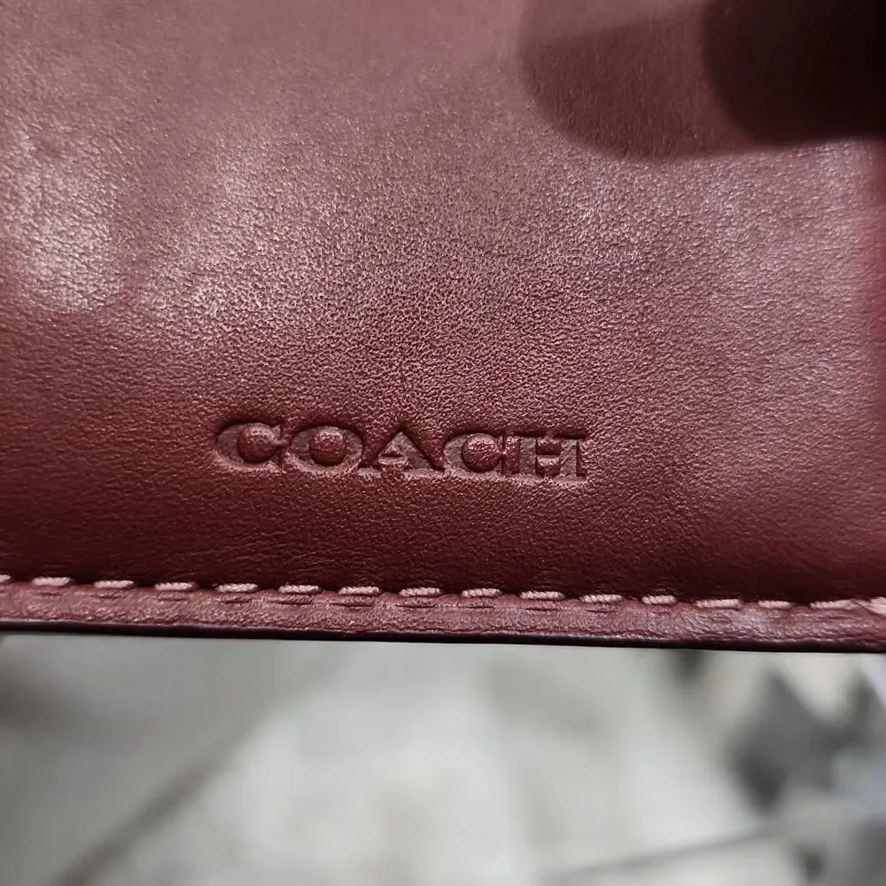 Coach Small Trifold Wallet in Bordeaux